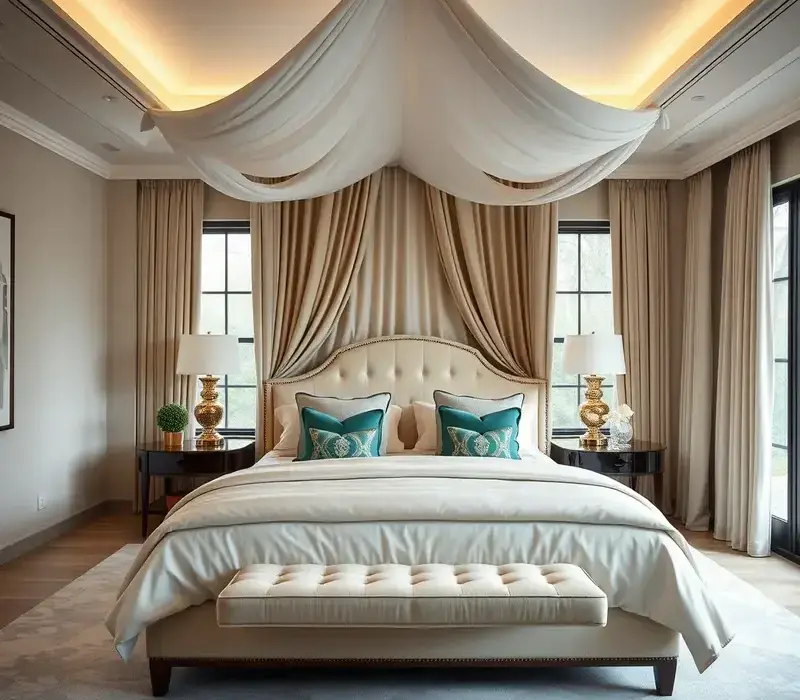 Master bedroom with elegant treatments